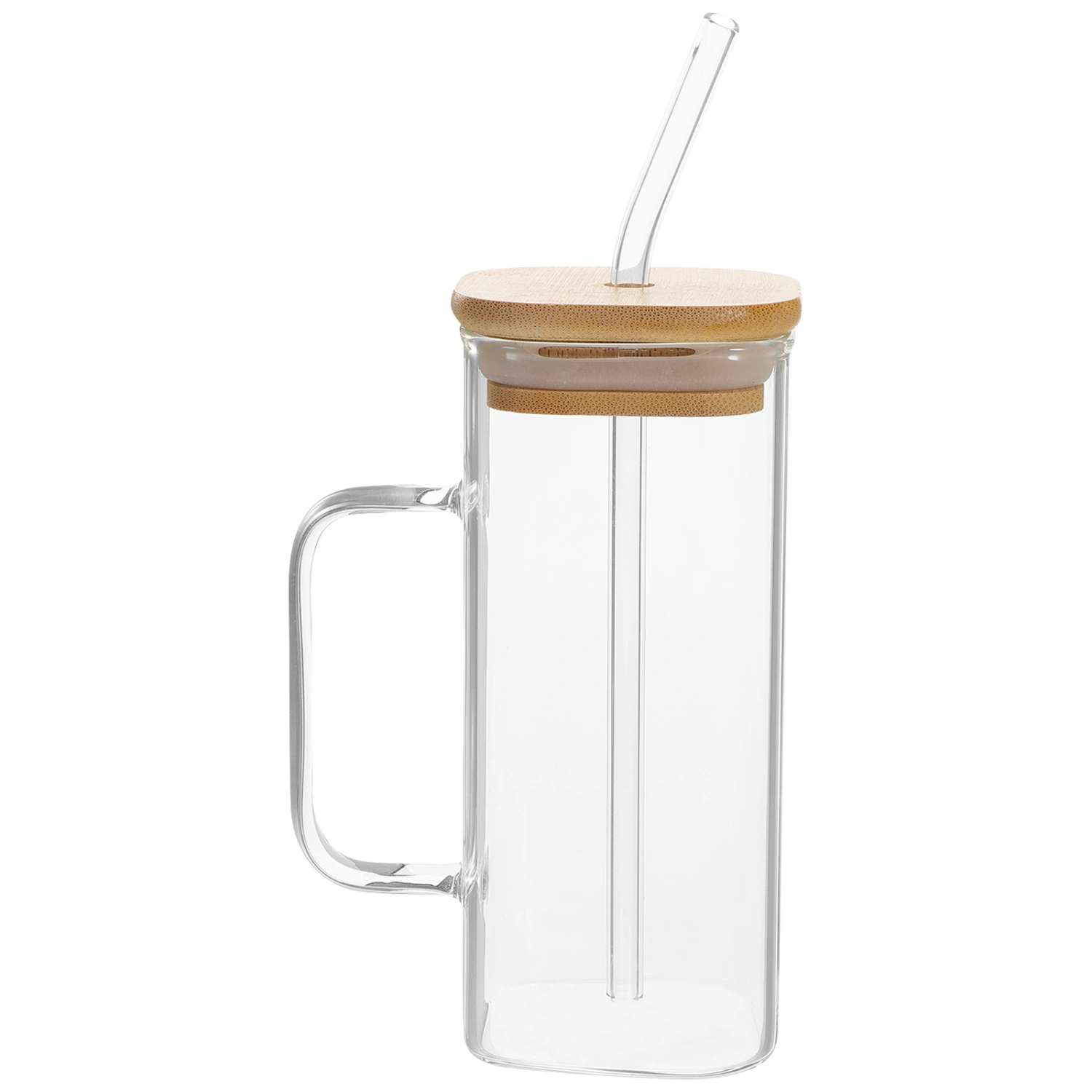 Students Use Transparent Water Bottle Portable Beverage Bottle Handled Heat-resistant Water Cup With Straw