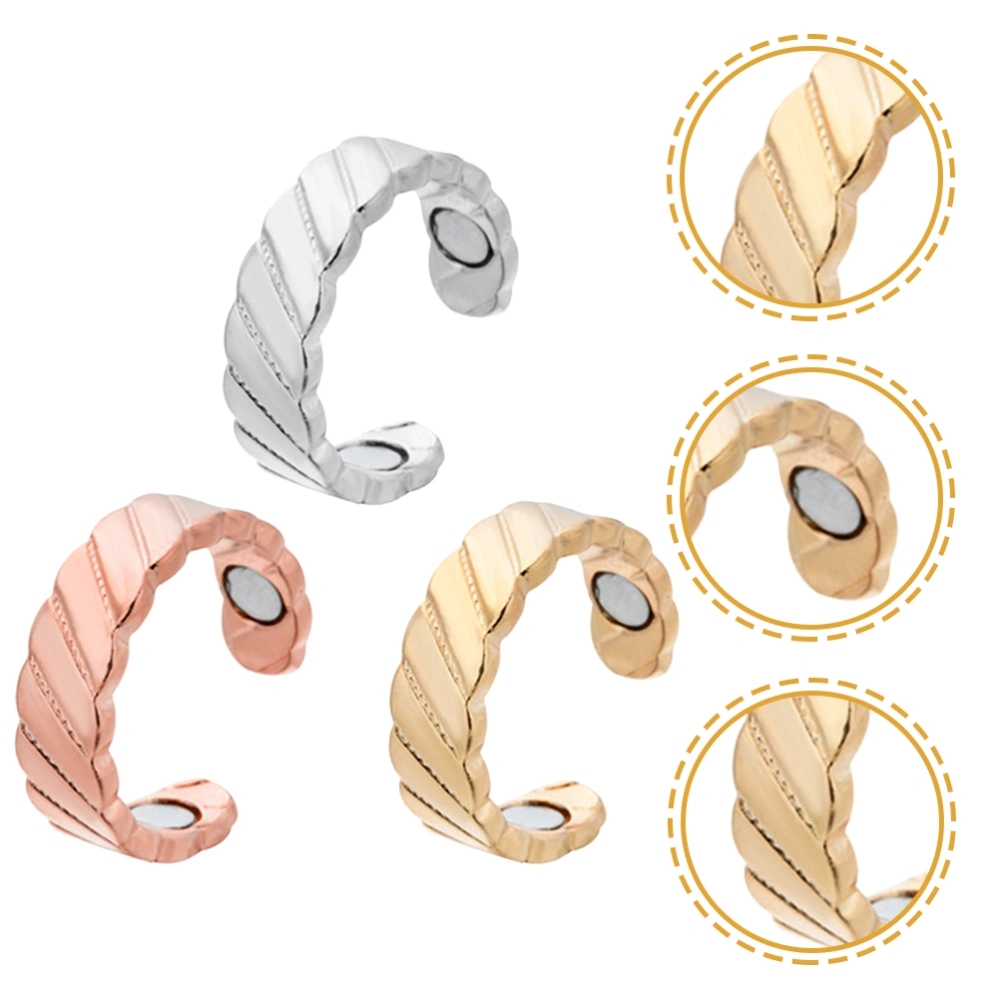 3Pcs Stylish Finger Rings Decorative Metal Rings Opening Finger Rings Personalized Rings