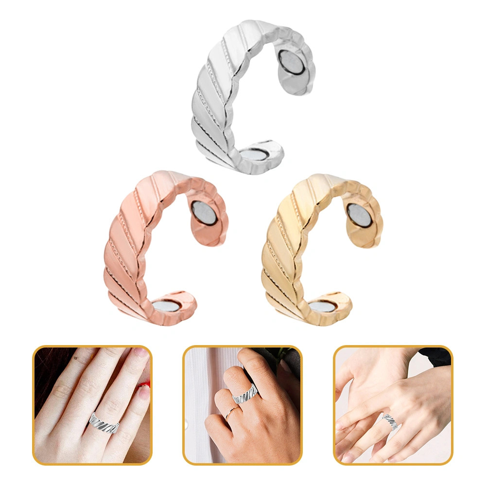 3Pcs Stylish Finger Rings Decorative Metal Rings Opening Finger Rings Personalized Rings