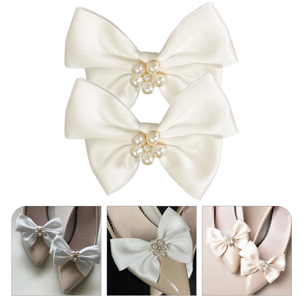 2Pcs Shoe Clips Bow Shoe Buckles Bridal Shoe Bowknot Removable Shoe Charms