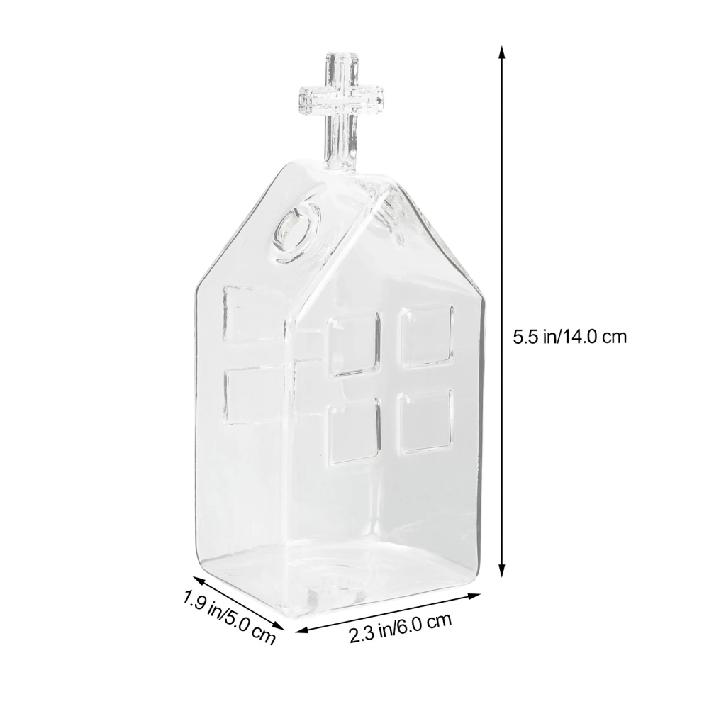 Cross Design Glass Vase Decor House Shape Vase Handicraft Photo Prop House Decor