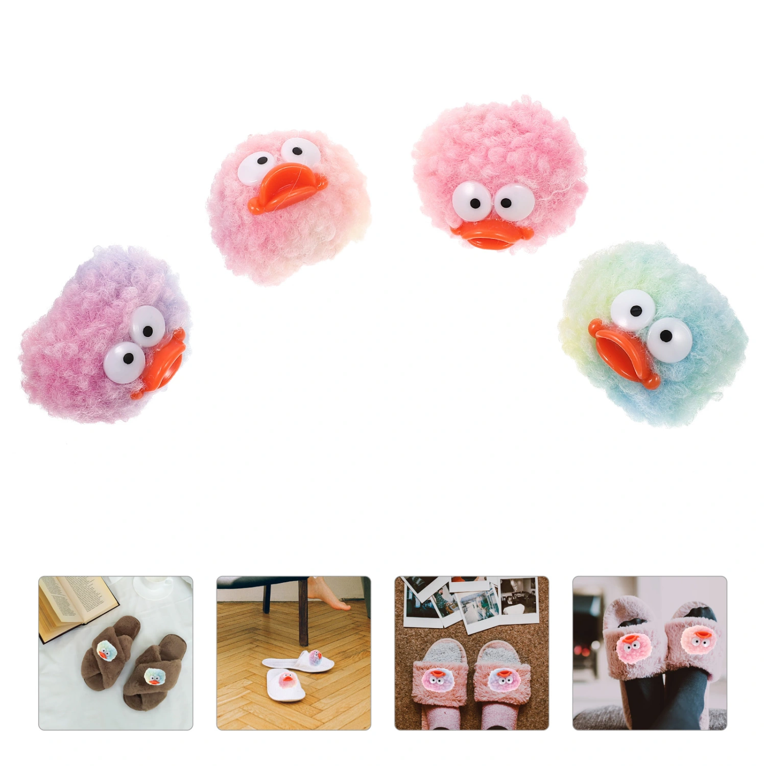 4pcs Pompom Balls Diy Crafts Cartoon Pom Poms Clothing Diy Arts Crafts Shoe Charms