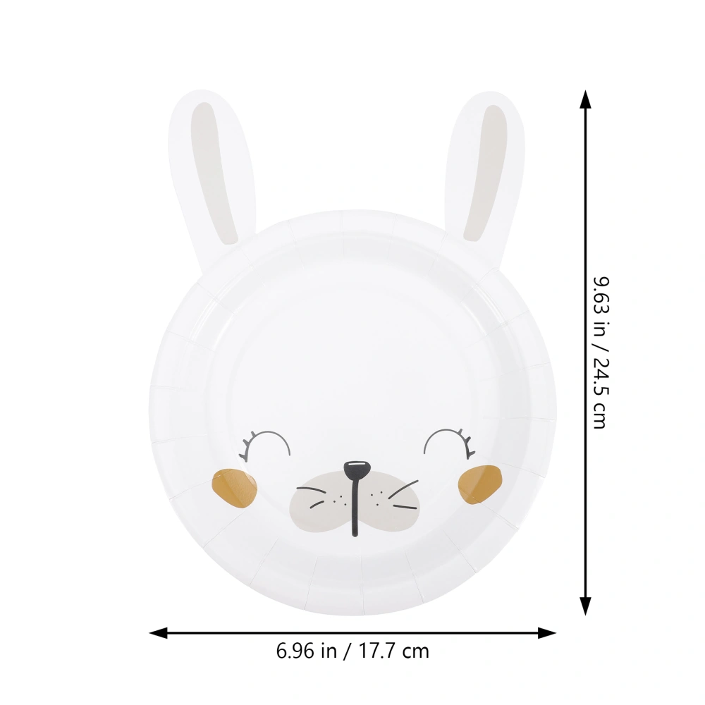 20 pcs Creative Bunny Shaped Paper Plates Easter Party Bunny Plates Rabbit Plates