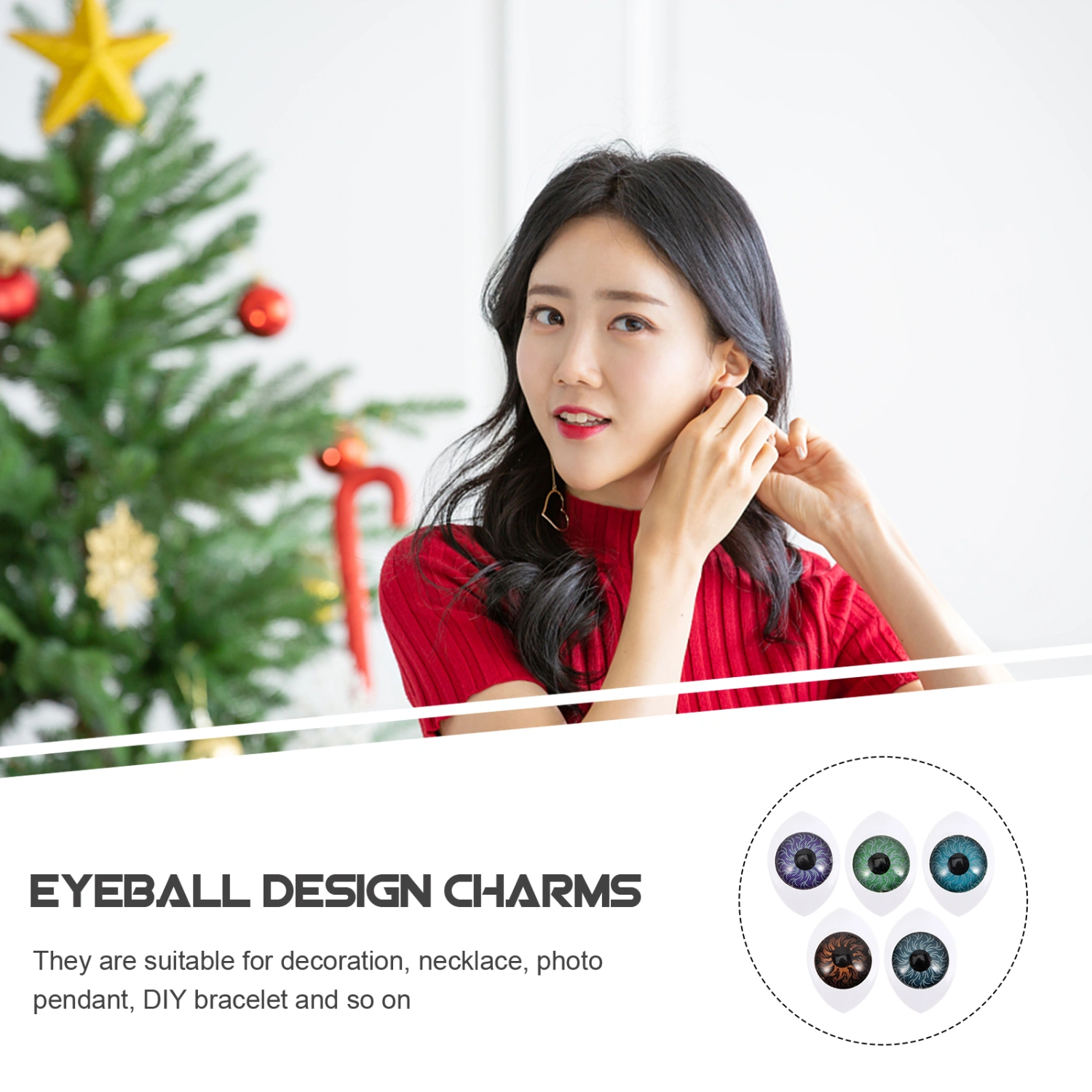 60pcs DIY Eyeball Charms Plastic Eyeball Charms DIY Jewelry Making Supplies