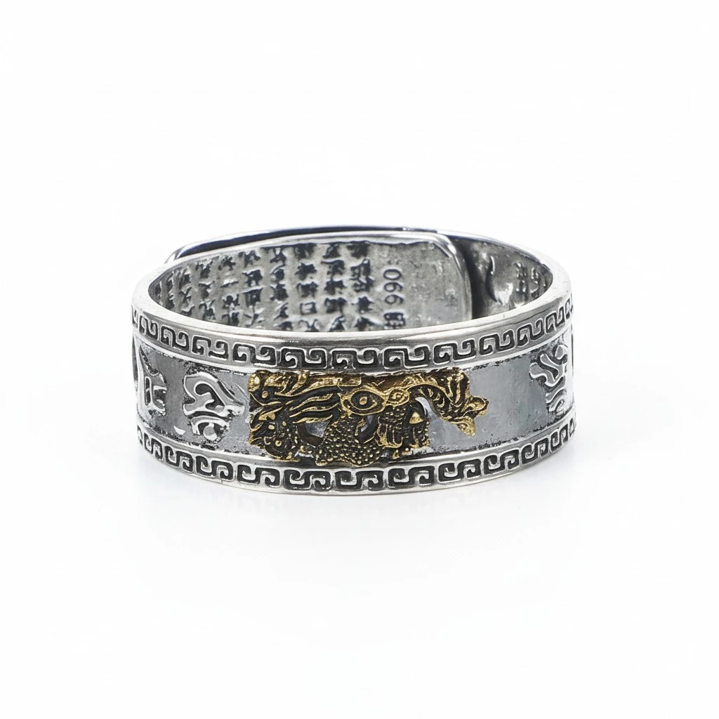 6pcs Vintage Finger Ring Metal Ring Jewelry Luck Amulet Finger Ring for Men