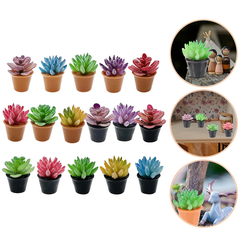 16pcs Miniature Potted Plant Mini Succulents Model Mini House Bonsai Decor