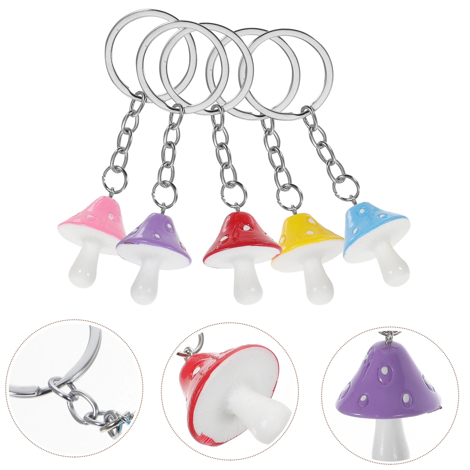 5pcs Mushroom Keychain Hanging Ornaments Bag Pendants Mushroom Key Ornament