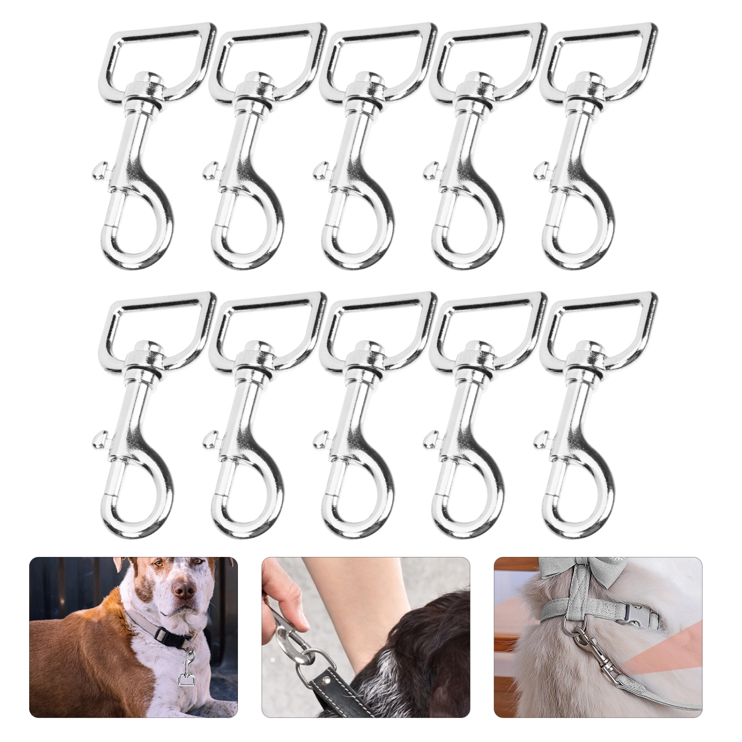 10Pcs Dog Leash Clasp Heavy Duty Snap Hooks Clips Pet Leashes Key Chains