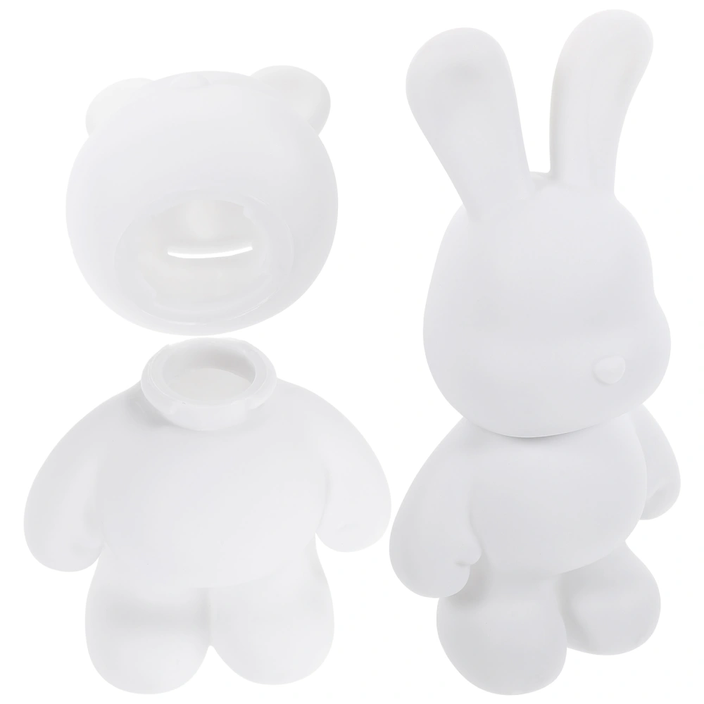 2pcs White Bunny Piggy Bank Unfinished Rabbit Piggy Banks Unfinished Coin Bank Toys