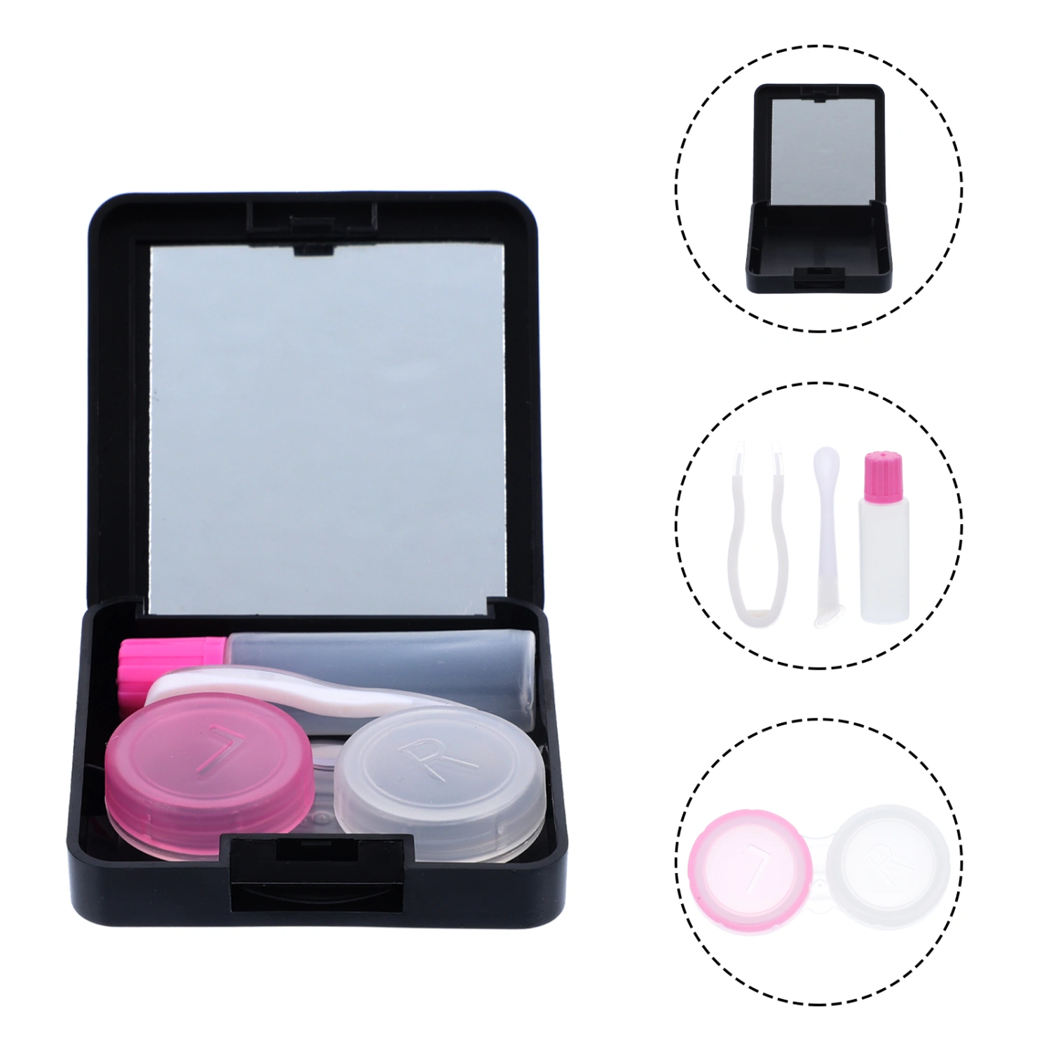 3 Sets of Travel Contact Lens Case with Mirror Portable Travel Contacts Lens Kit Contacts Lens Box