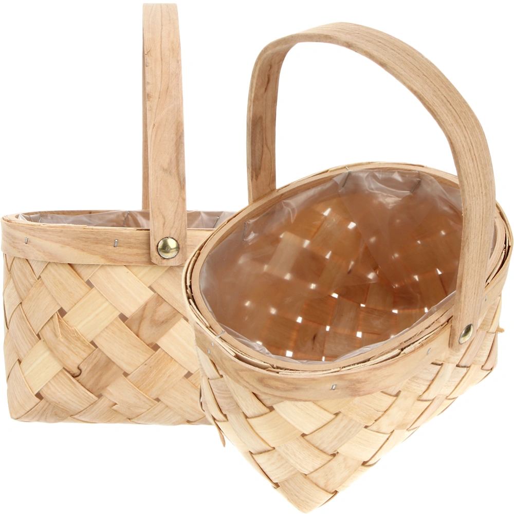 2pcs Decorative Woven Flower Basket Bread Storage Basket Pastoral Style Basket