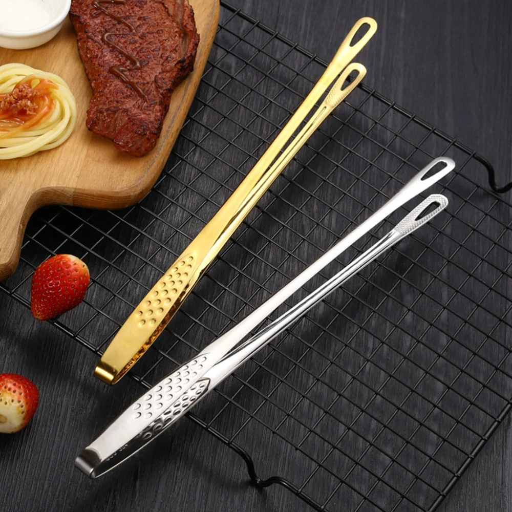 2Pcs Food Tongs Cooking Tongs Serving Tongs Salad Frying Bbq Tongs Stainless Steel Grill Tongs