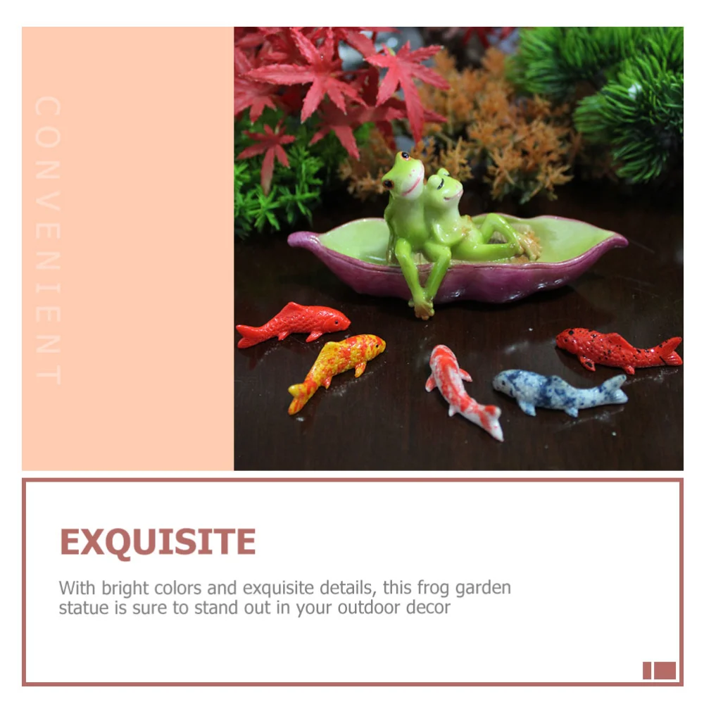 1 Set Garden Fish Decorations Resin Frog Figurine Resin Fish Ornament Frog Statue Garden Decor