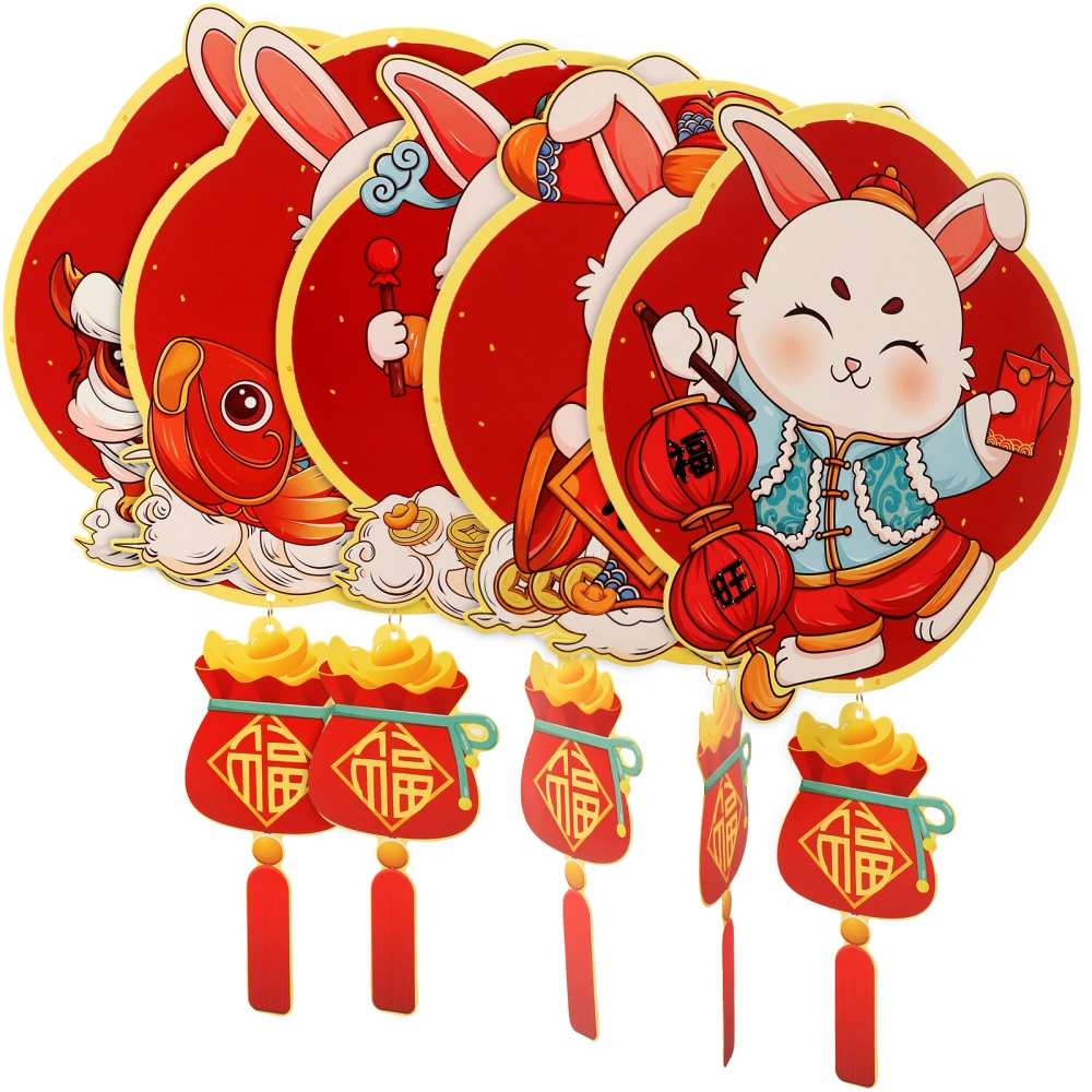 5Pcs Chinese New Year Decoration New Year Home Office Car Trees Spring Festival Adorns