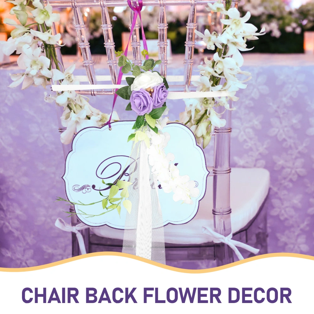 Wedding Chair Back Flower Adornment Wedding Flower Prop Imitated Flower Decor for Party