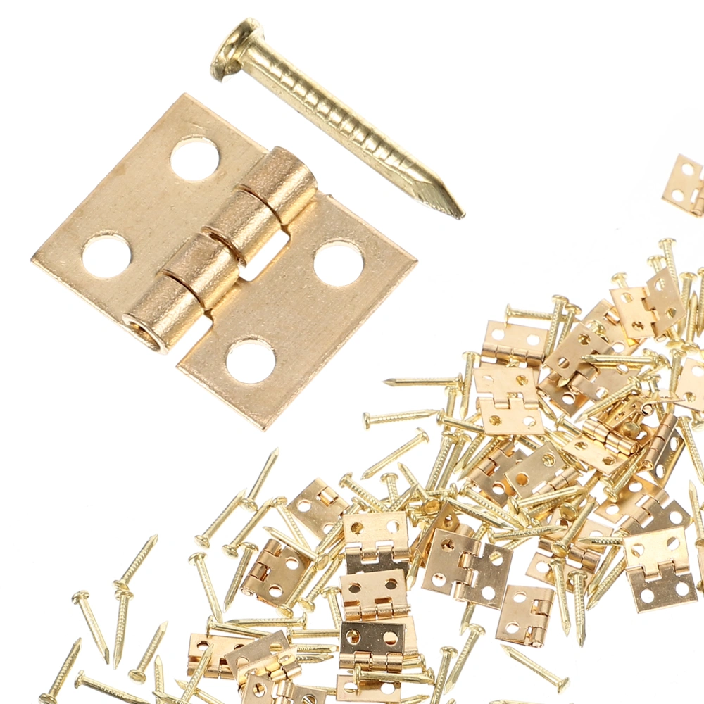 50 Sets Small Mini Hinges Decorative Vintage Mini Brass Hinges for Wooden Jewelry Box