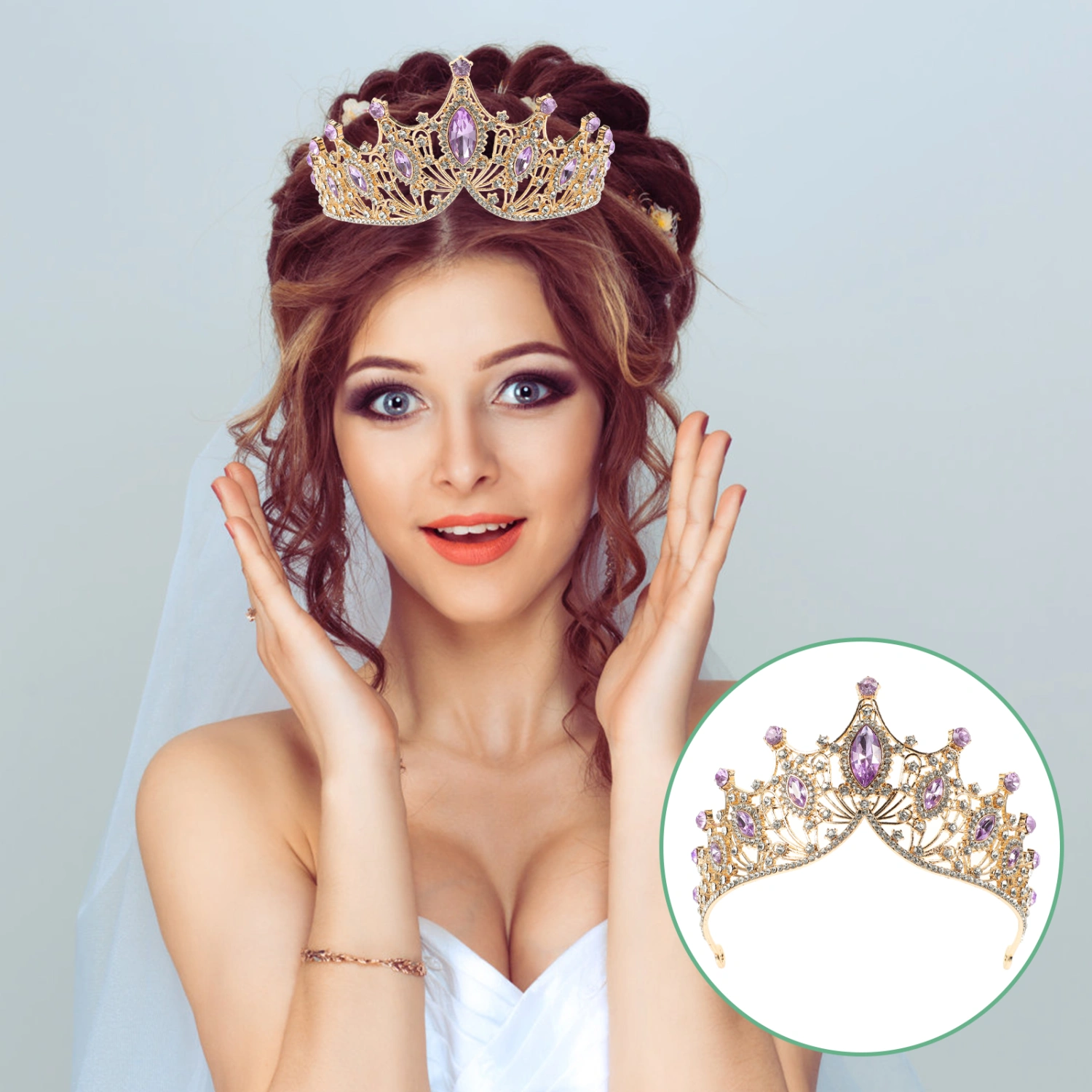  Delicate Wedding Tiara Bridal Rhinestone Inlaid Antique Crown Headwear Jewelry
