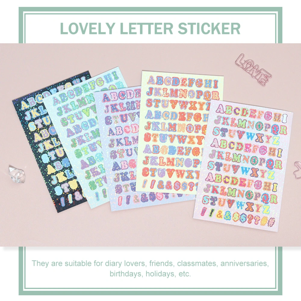 15 Sheets Alphabet Stickers Letter Stickers Self Adhesive Letter Decals Scrapbooking Decals