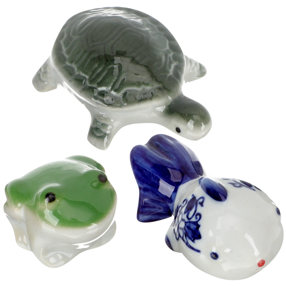 3Pcs Fish Tank Floating Craft Ceramic Animal Craft Fish Tank Turtle Fish Frog Craft Aquarium Decor