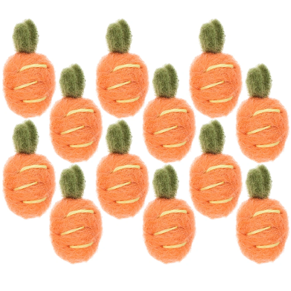 12pcs Felt Ornament Felt Carrots Hairpin Brooch Accessories DIY Making Supplies