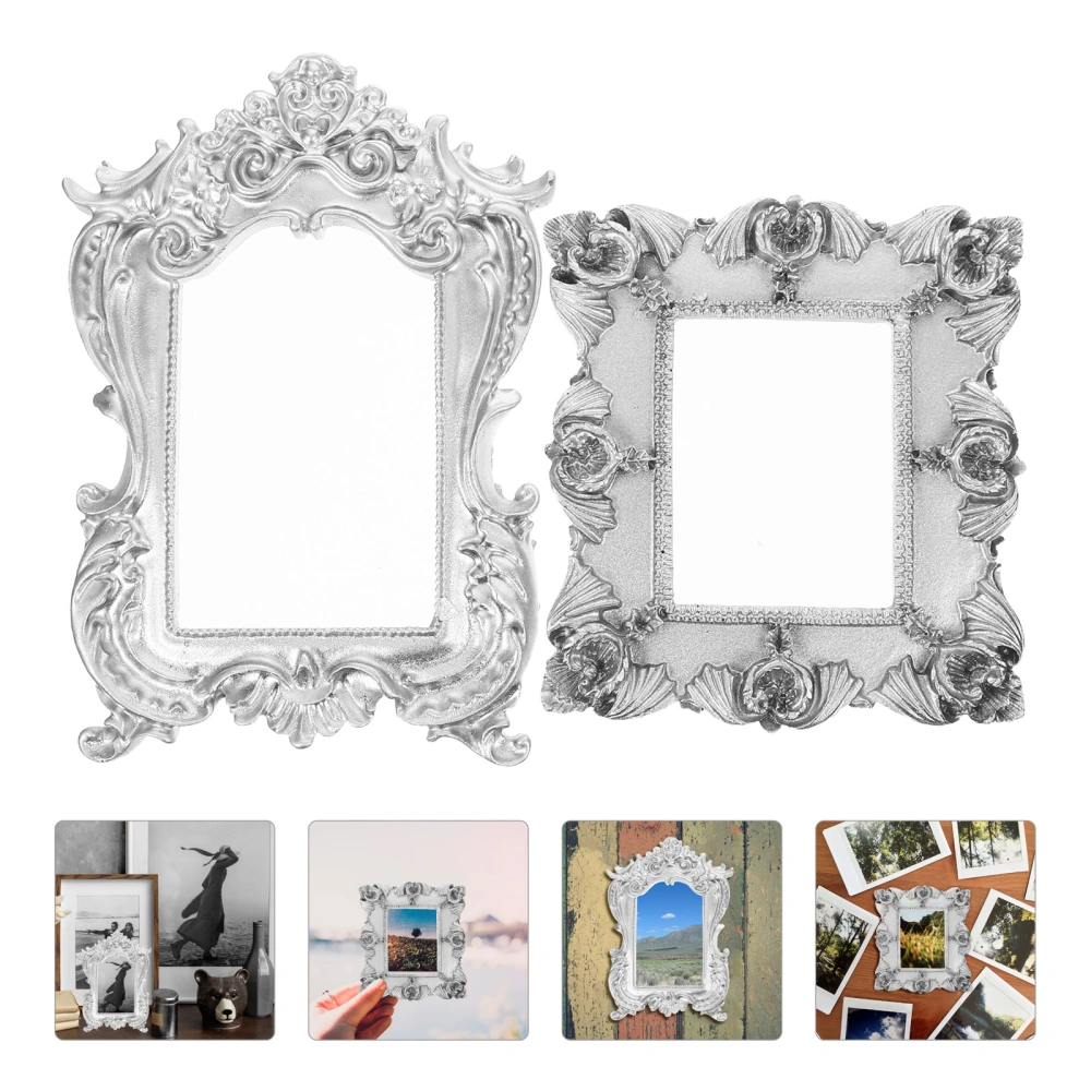 2Pcs Vintage Resin Picture Frames Antique Photography Frames Jewelry Display Frames