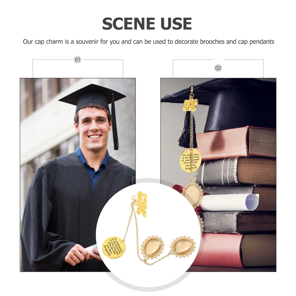 2pcs Graduation Cap Charm Graduation Cap Memorial Photo Charm Decor Memorial Photo Chain Pendant