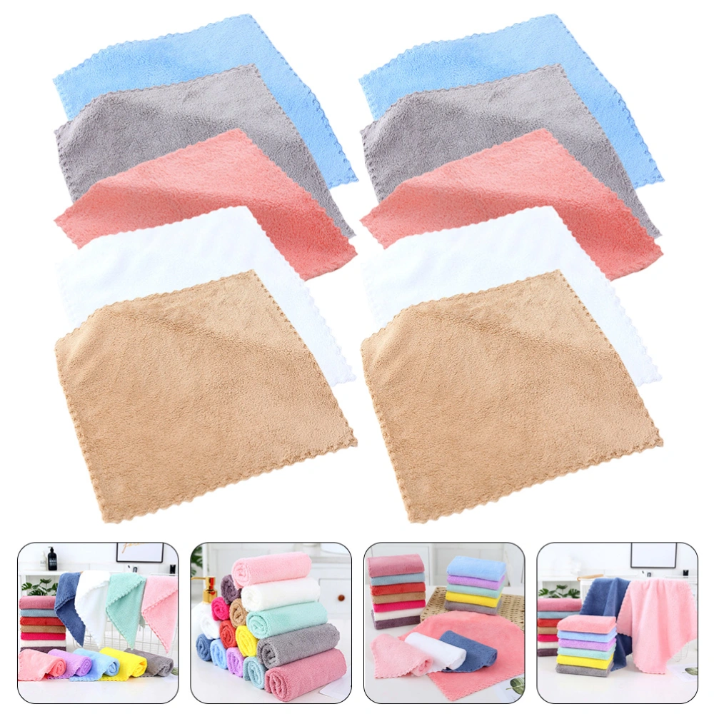 10Pcs Coral Fleece Cleaning Cloth Absorbent Fast Drying Dish Rags Dish Towels for Kitchen