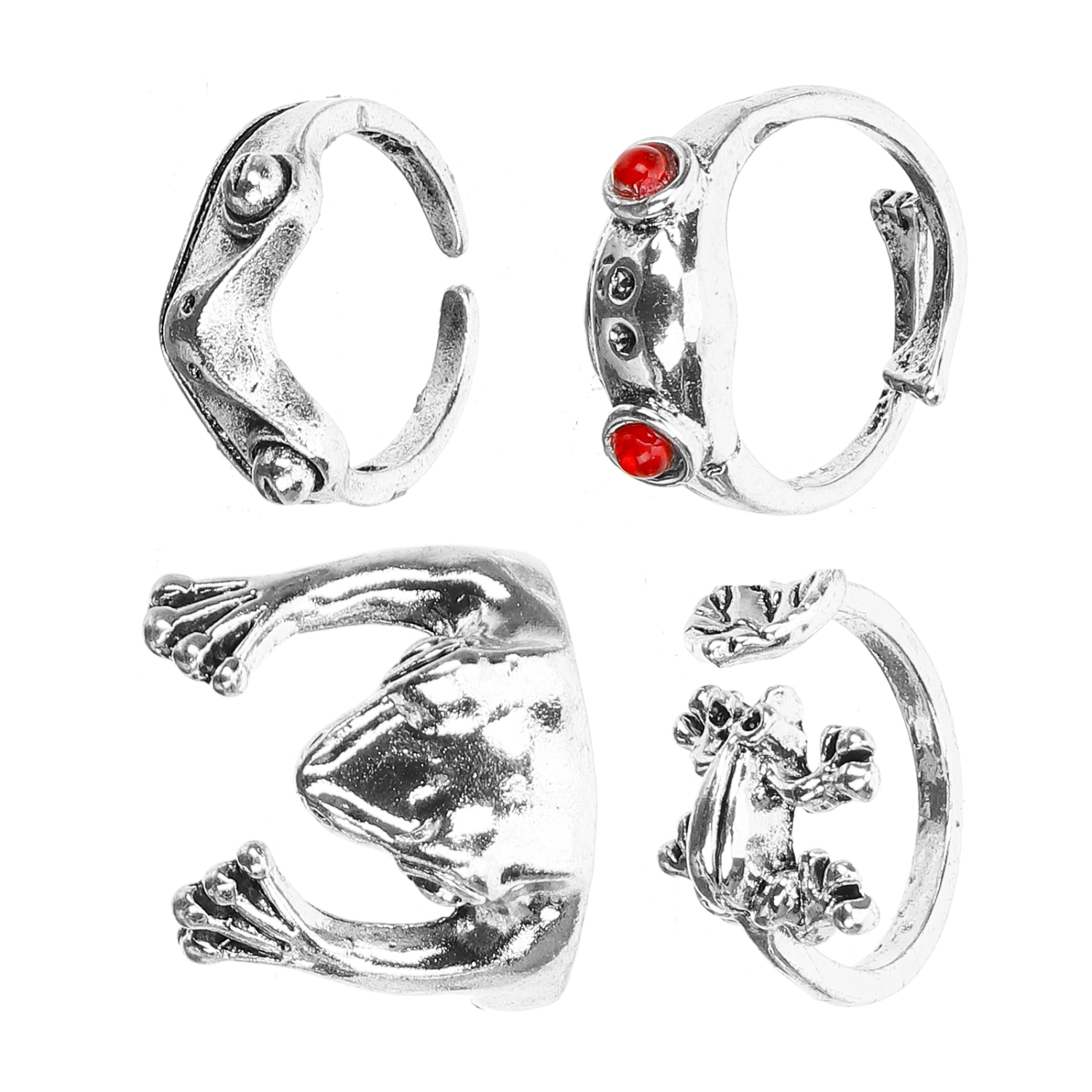 4pcs Vintage Rings Punk Open Rings Adjustable Frog Ring Jewelry for Women Men