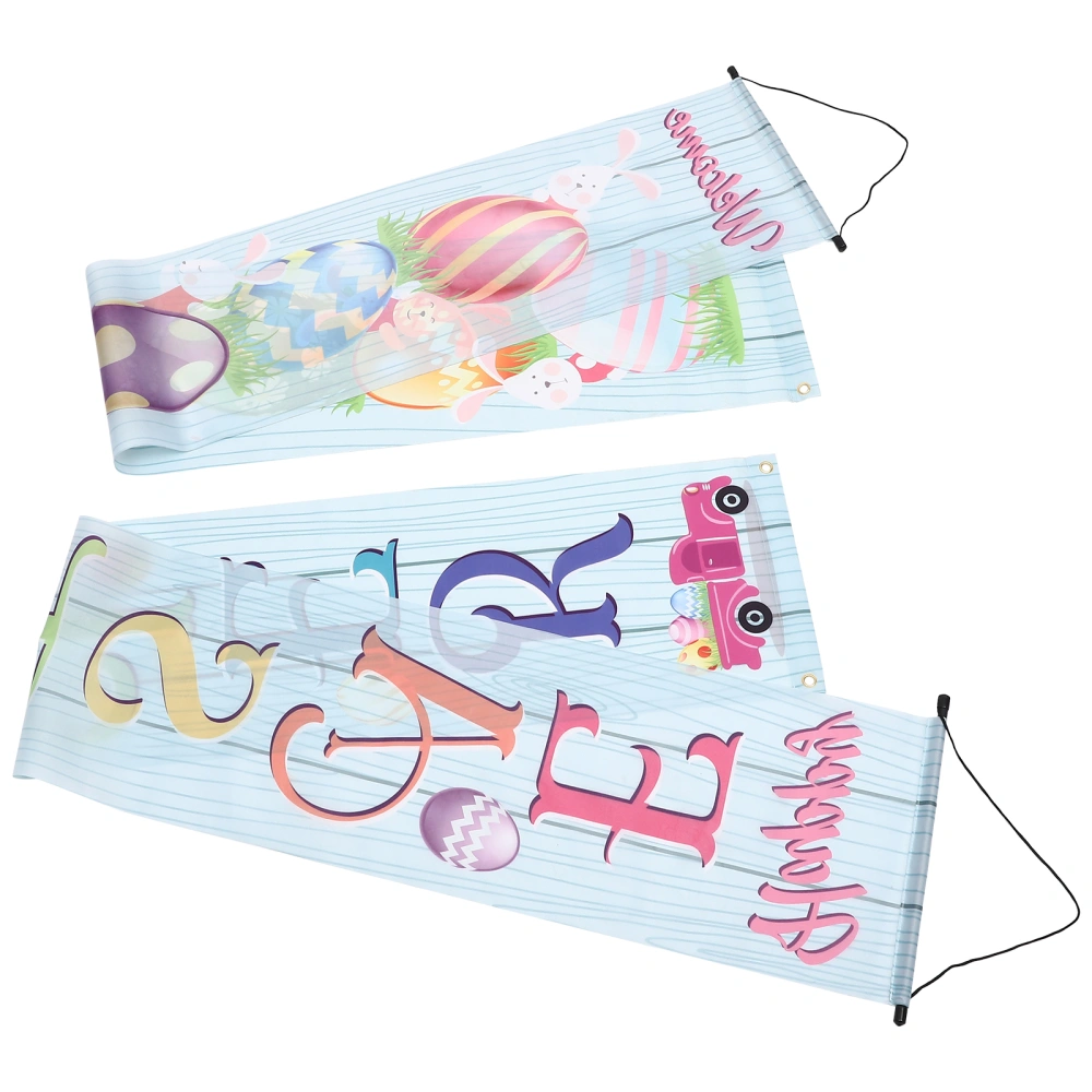 1 Pair Easter Porch Sign Happy Easter Theme Porch Couplets Spring Outdoor Indoor Porch Party Supplies