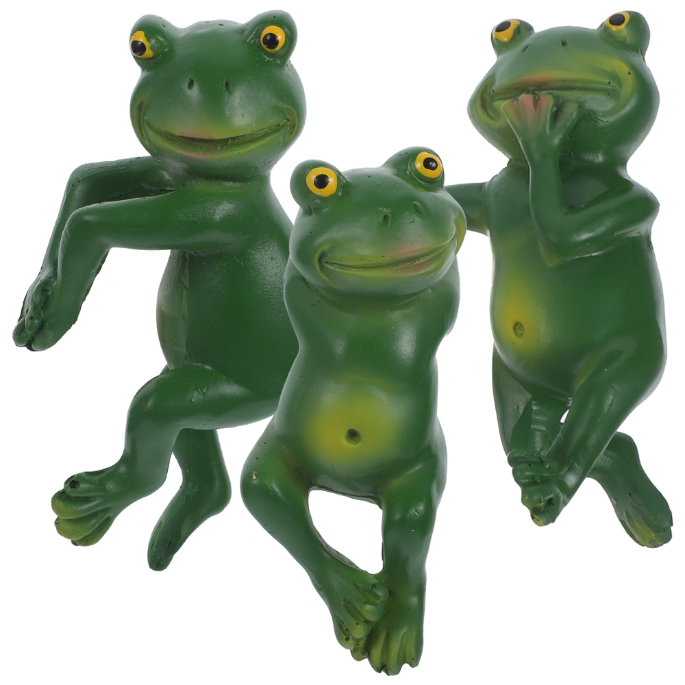 3pcs Frog Figurines Plant Pot Hanger Flower Pot Ornament Planter Vase Hanger Decors