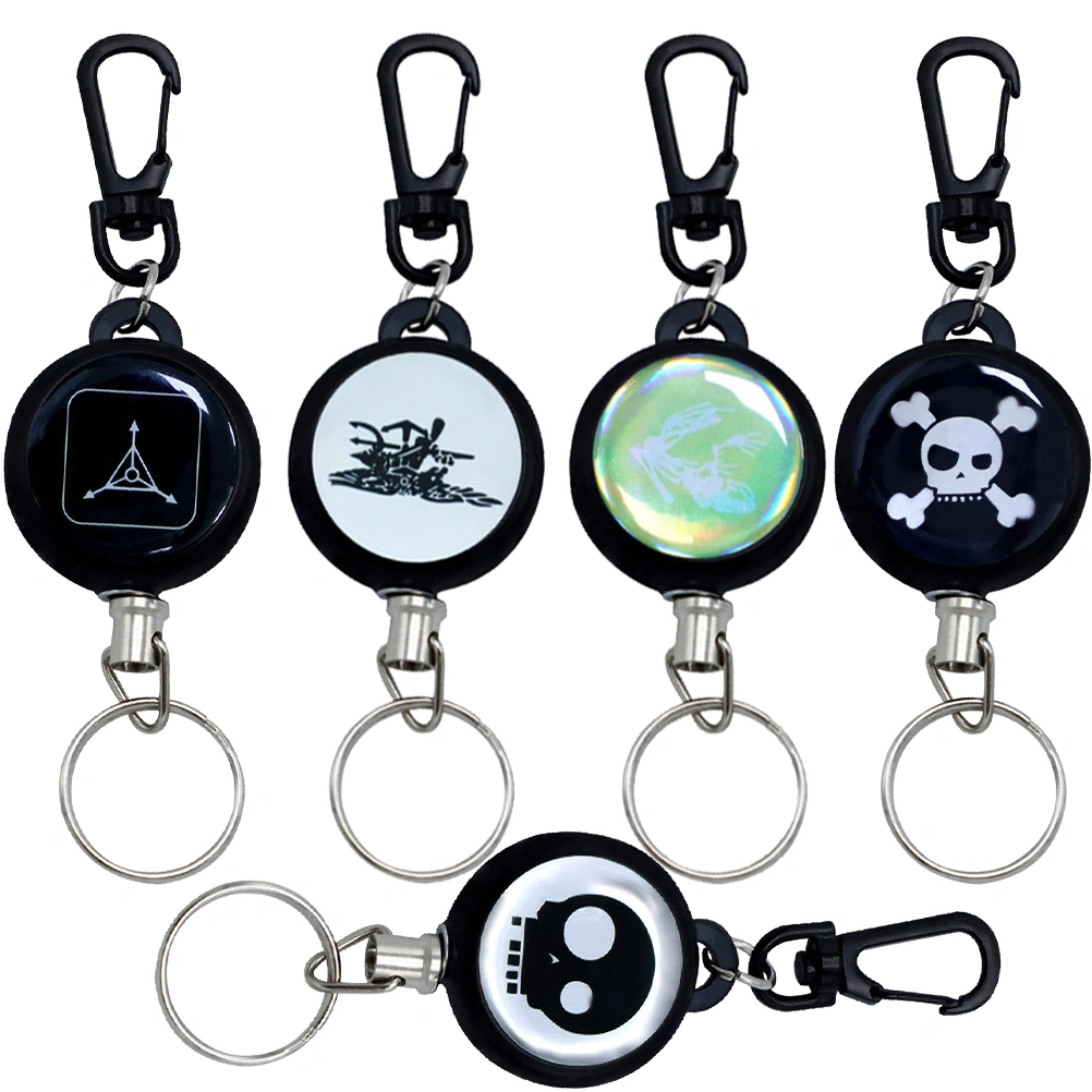 5Pcs Retractable Reel Badge Holder Stretchable Key Ring Badge Holder Keychain Outdoor Keychain