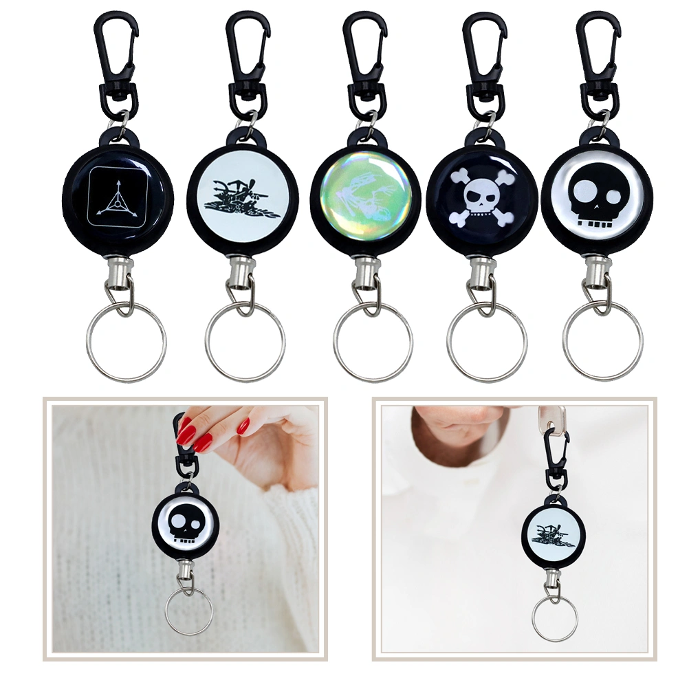 5Pcs Retractable Reel Badge Holder Stretchable Key Ring Badge Holder Keychain Outdoor Keychain