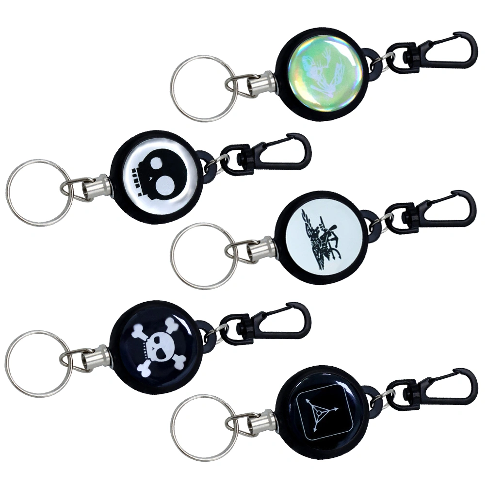 5Pcs Retractable Reel Badge Holder Stretchable Key Ring Badge Holder Keychain Outdoor Keychain