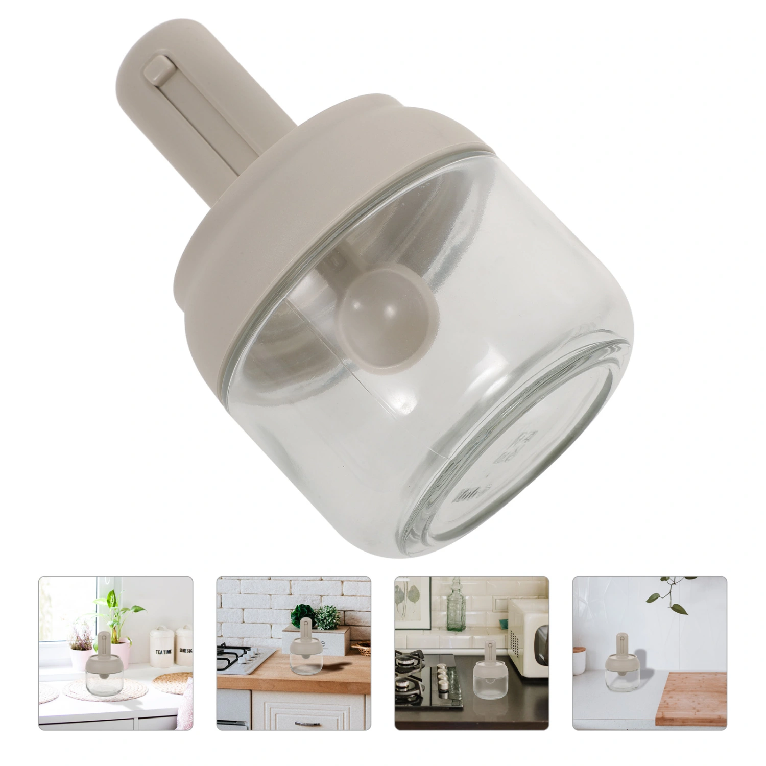 Glass Spice Jar with Spoon Kitchen Condiment Pot Household Spice Jar Airtight Seasoning Jar