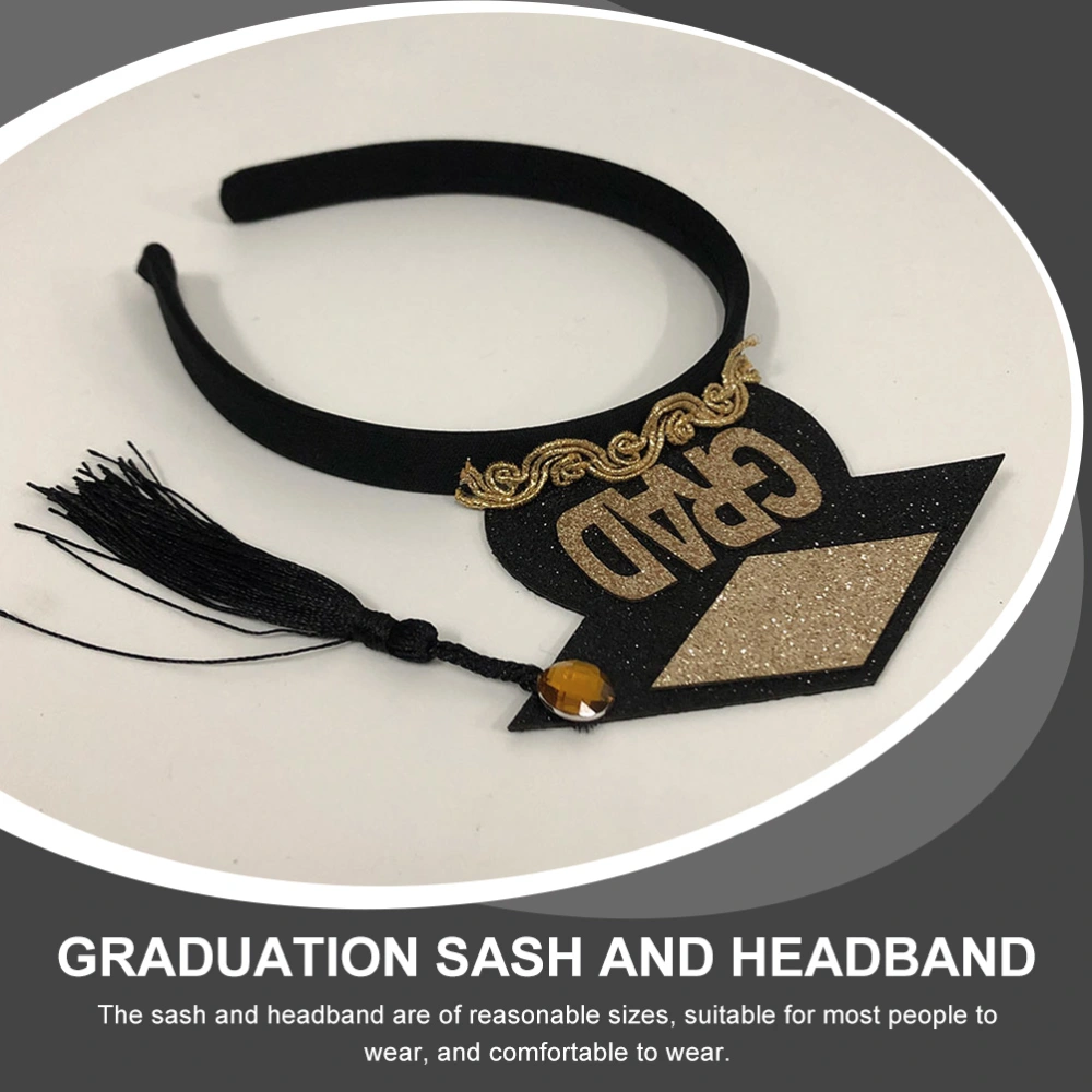 1 Set Graduation Sash and Headband Mini Grad Cap Headband and Graduated Sash Grad Decor