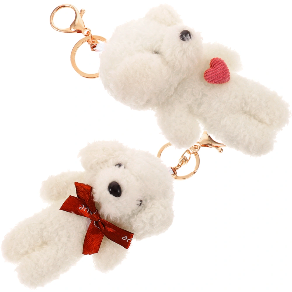 2pcs Plush Puppy Keychains Cartoon Dog Keychain Backpack Hanging Decoration