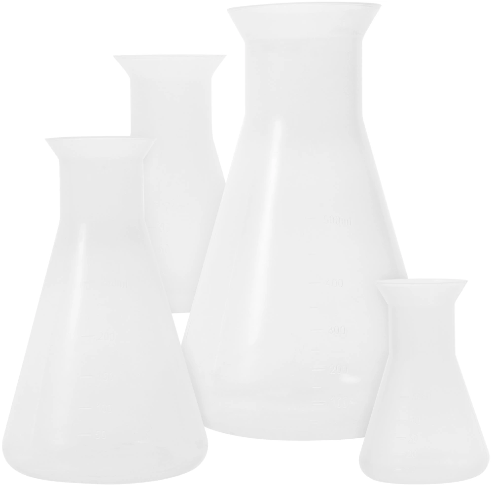 4Pcs Erlenmeyer Flasks Laboratory Experimental Flask Scale Conical Flask(50ml/100ml/250ml/500ml)