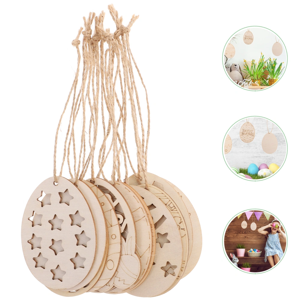 48Pcs Blank Easter Egg Wooden Cutout Unfinished Wood Easter Egg Hanging Tag