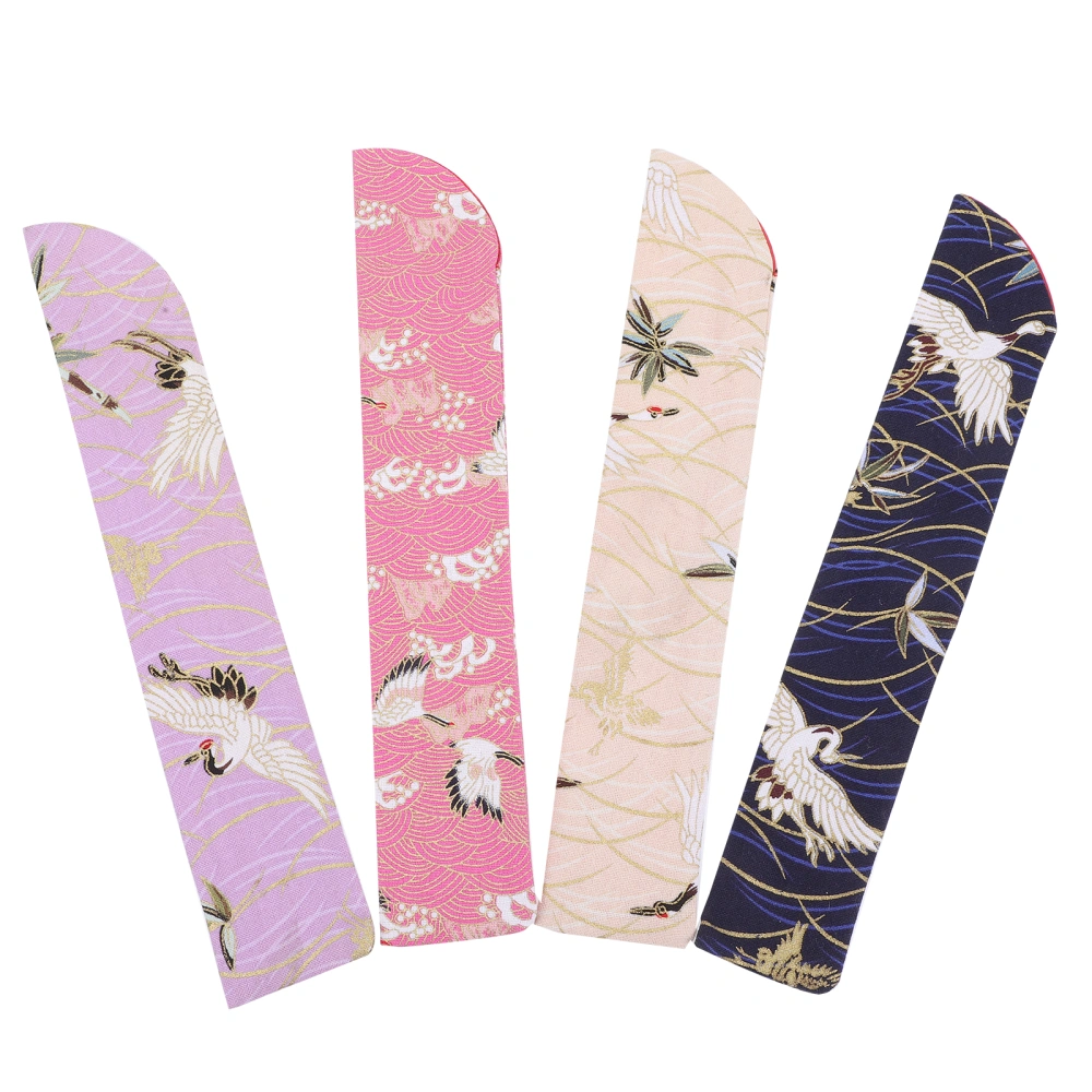 4Pcs Folding Hand Fan Bag Vintage Folding Handheld Fan Carrying Bag Pouch