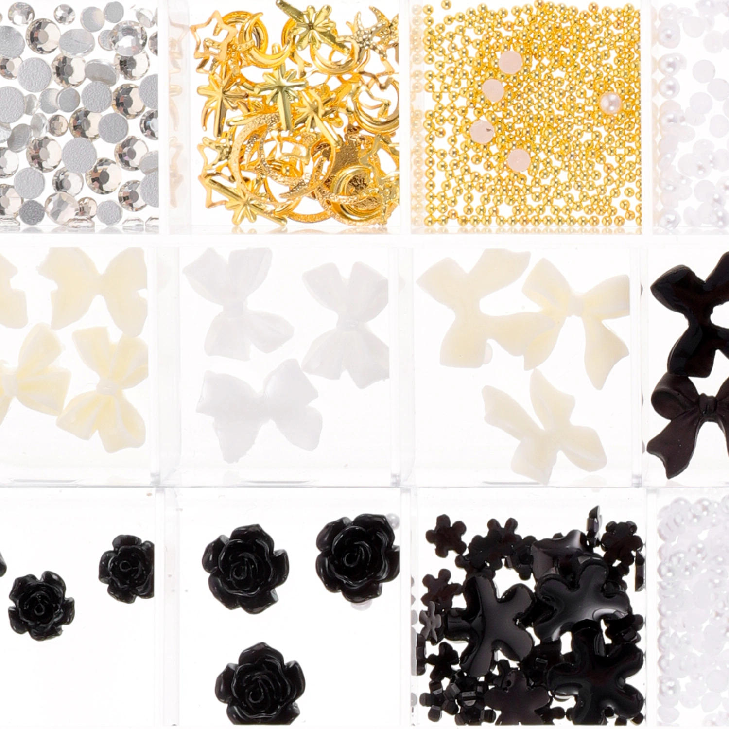 2 Boxes Nail Gems Rhinestone Women Nail Jewelry DIY Nail Art Flower Charms