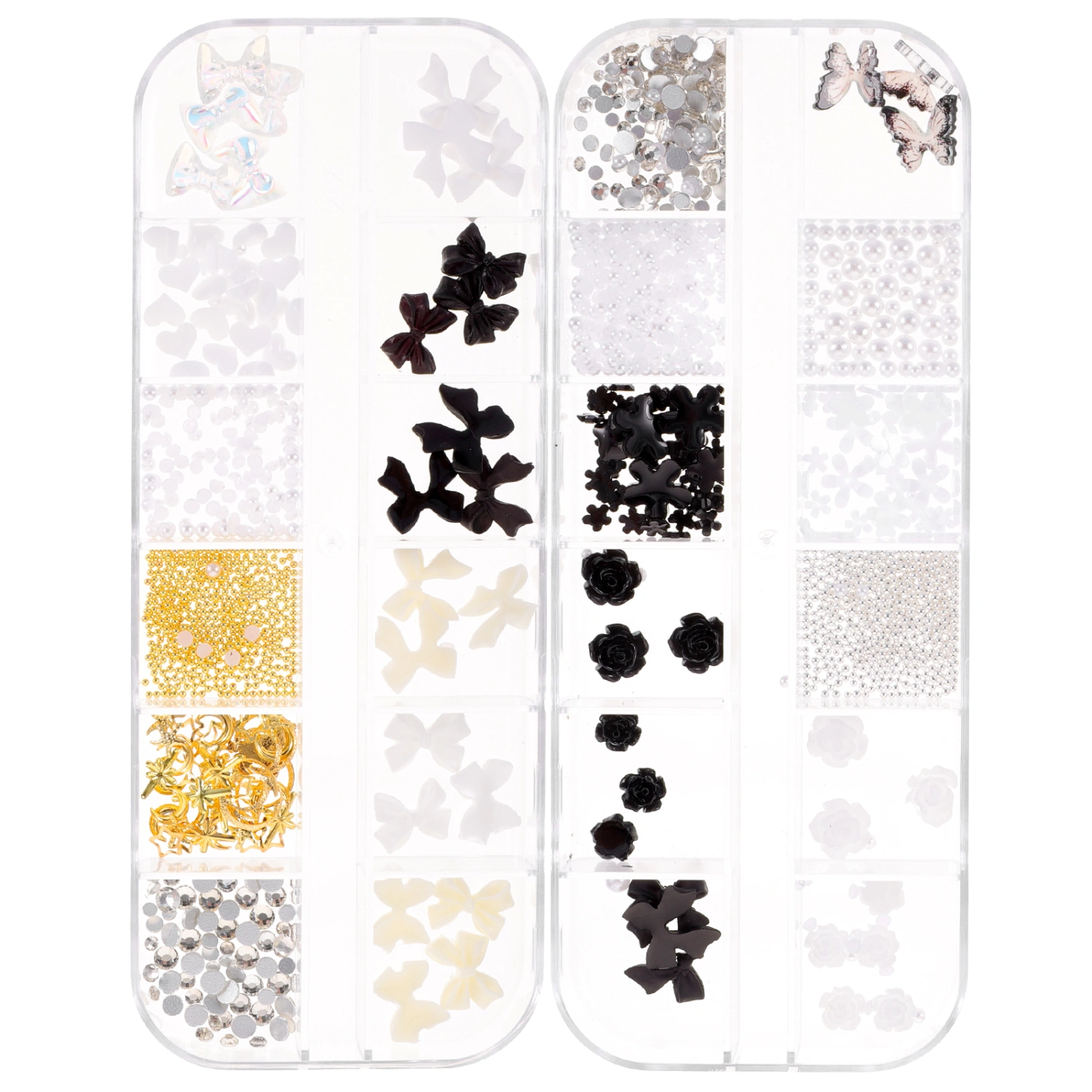 2 Boxes Nail Gems Rhinestone Women Nail Jewelry DIY Nail Art Flower Charms