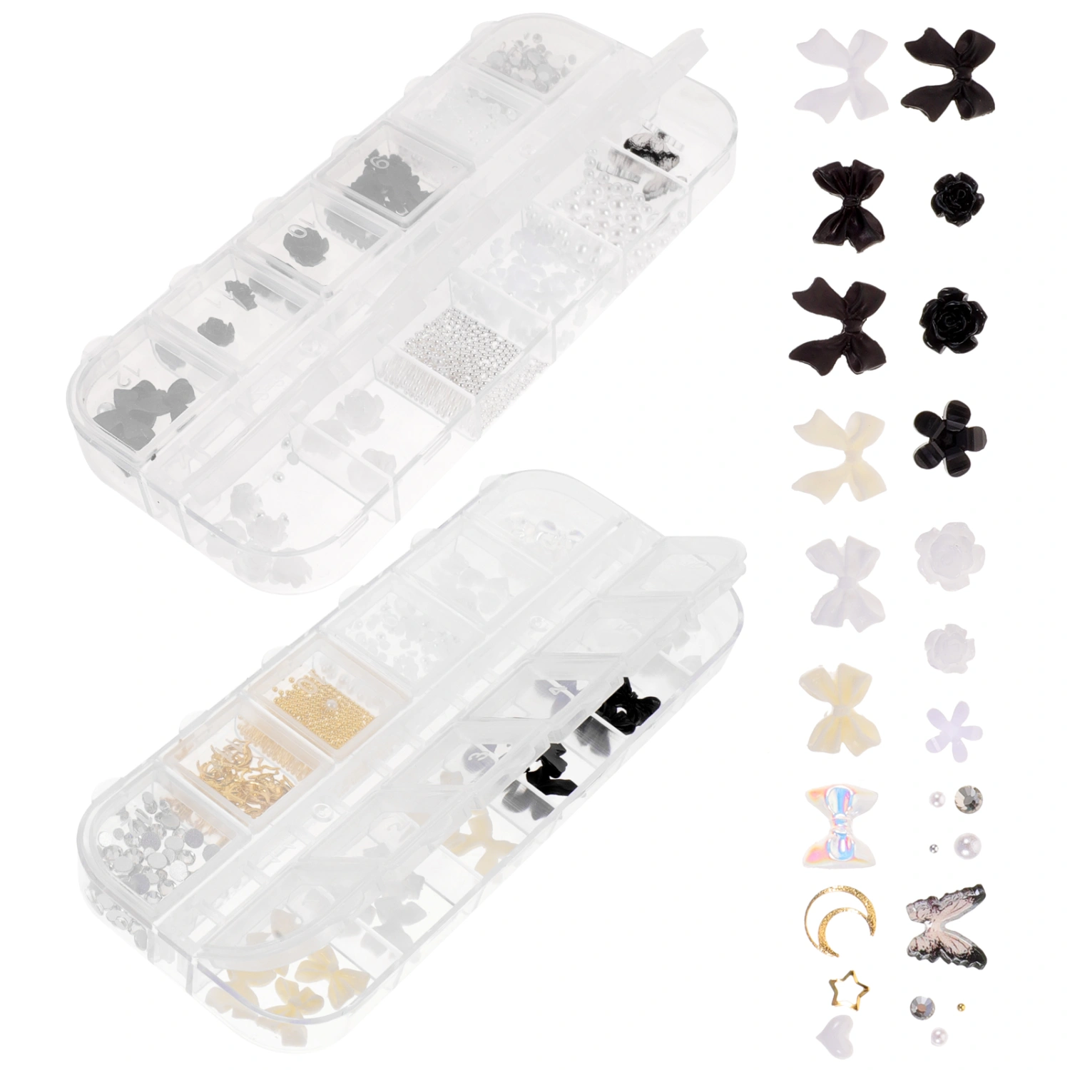 2 Boxes Nail Gems Rhinestone Women Nail Jewelry DIY Nail Art Flower Charms