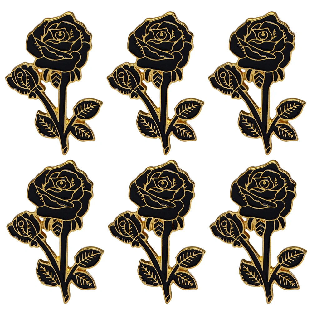 6pcs Flower Brooches Personalized Brooches Valentine's Day Rose Brooch Pin Clothing Accessories