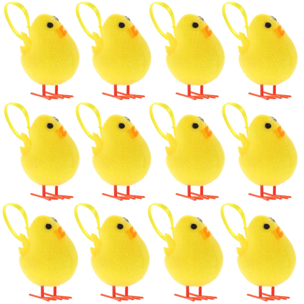 12Pcs Easter Decoration Hanging Plush Chick Ornament Lovely Chicken Pendant Ornament