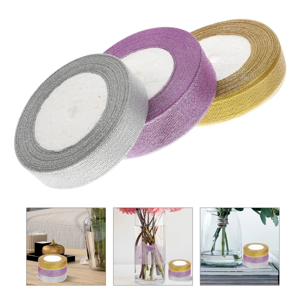 3 Rolls of Multi-function Present Ribbon Cuttable Package Ribbon Festival Craft Ribbon