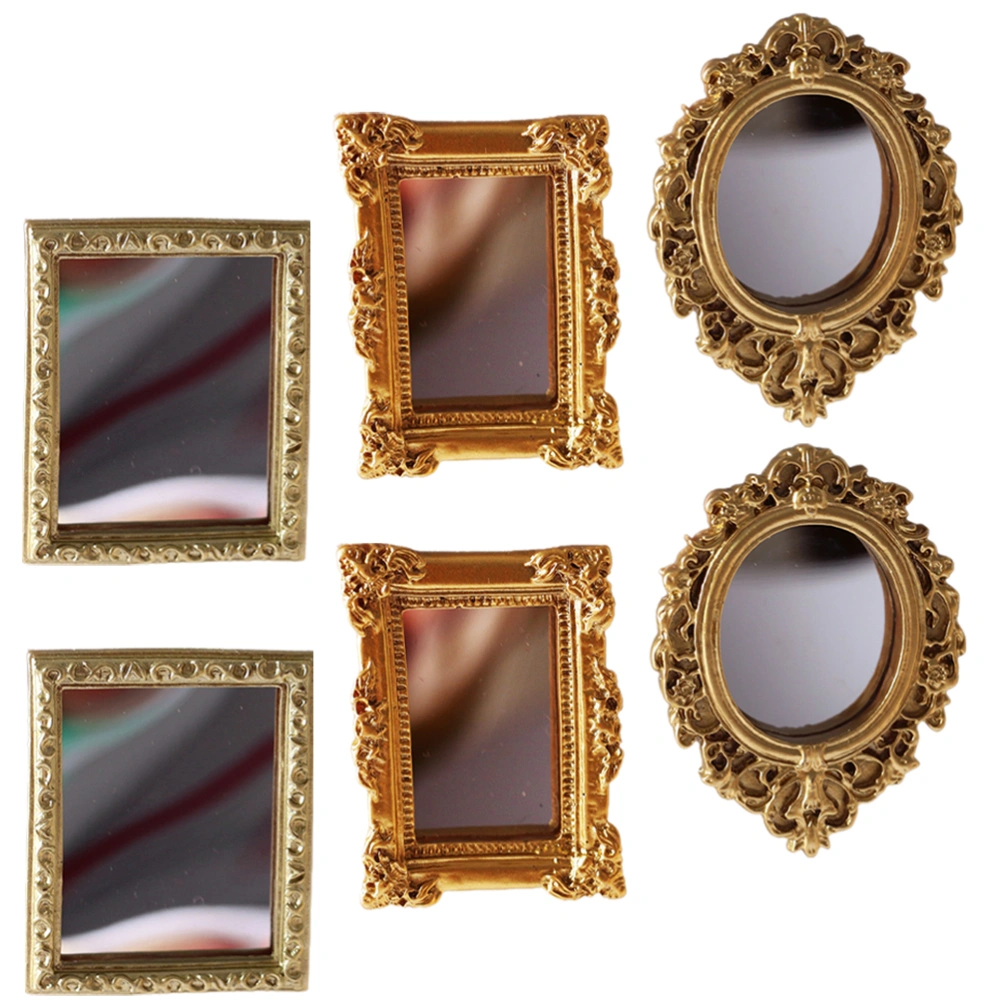 6Pcs Doll House Classical Mini Mirrors Simulated Mirrors Toys Kids Doll House Miniatures