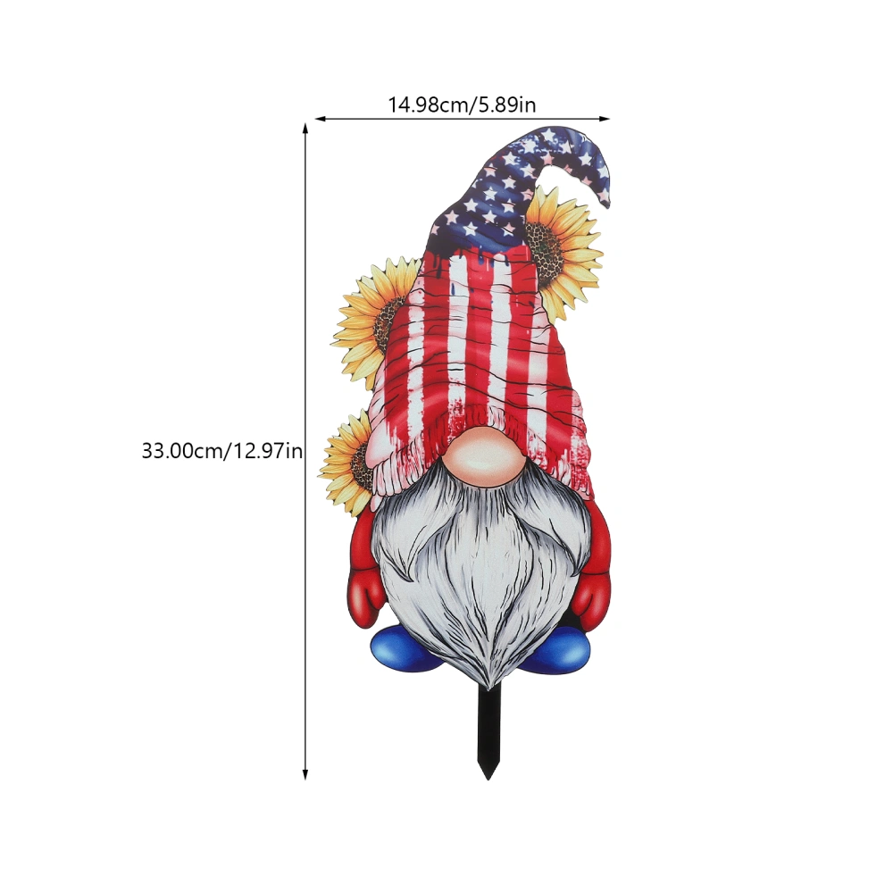 Independence Day Gnome Acrylic Outdoor Yard Ground Insert Gnome Stake Gnome Decoration