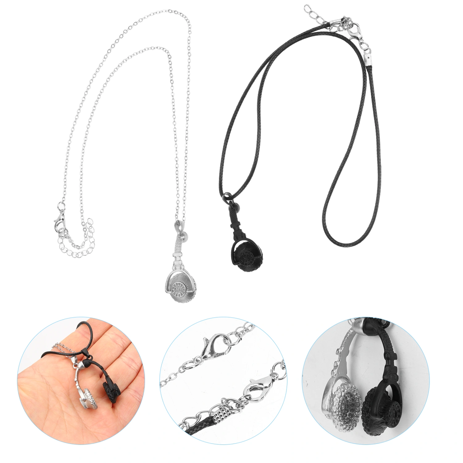 1 Pair Matching Necklace Headphone Necklace Musical Pendant Necklace Couples Jewelry