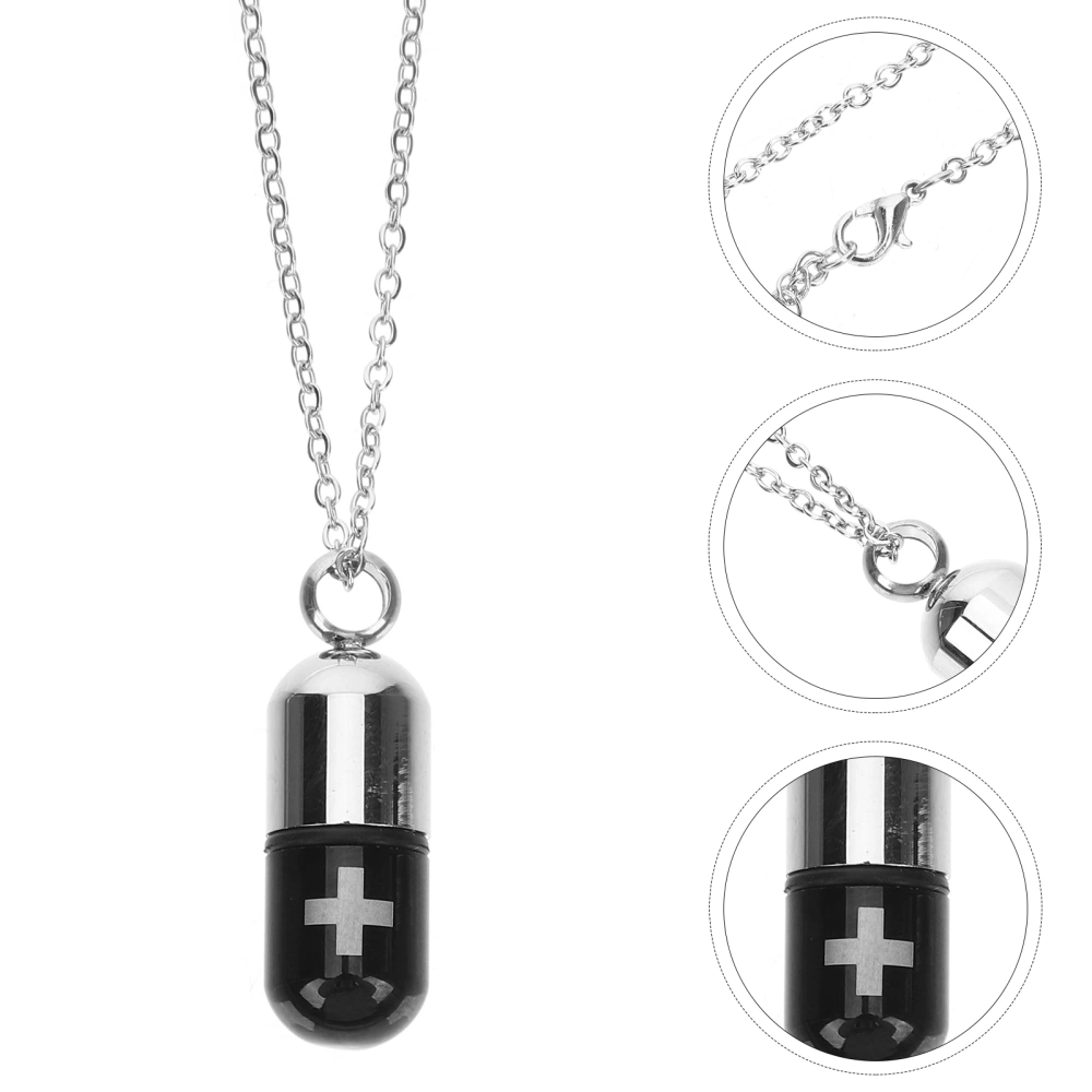 Stainless Steel Necklace Pill Shaped Pendant Necklace Creative Neck Jewelry