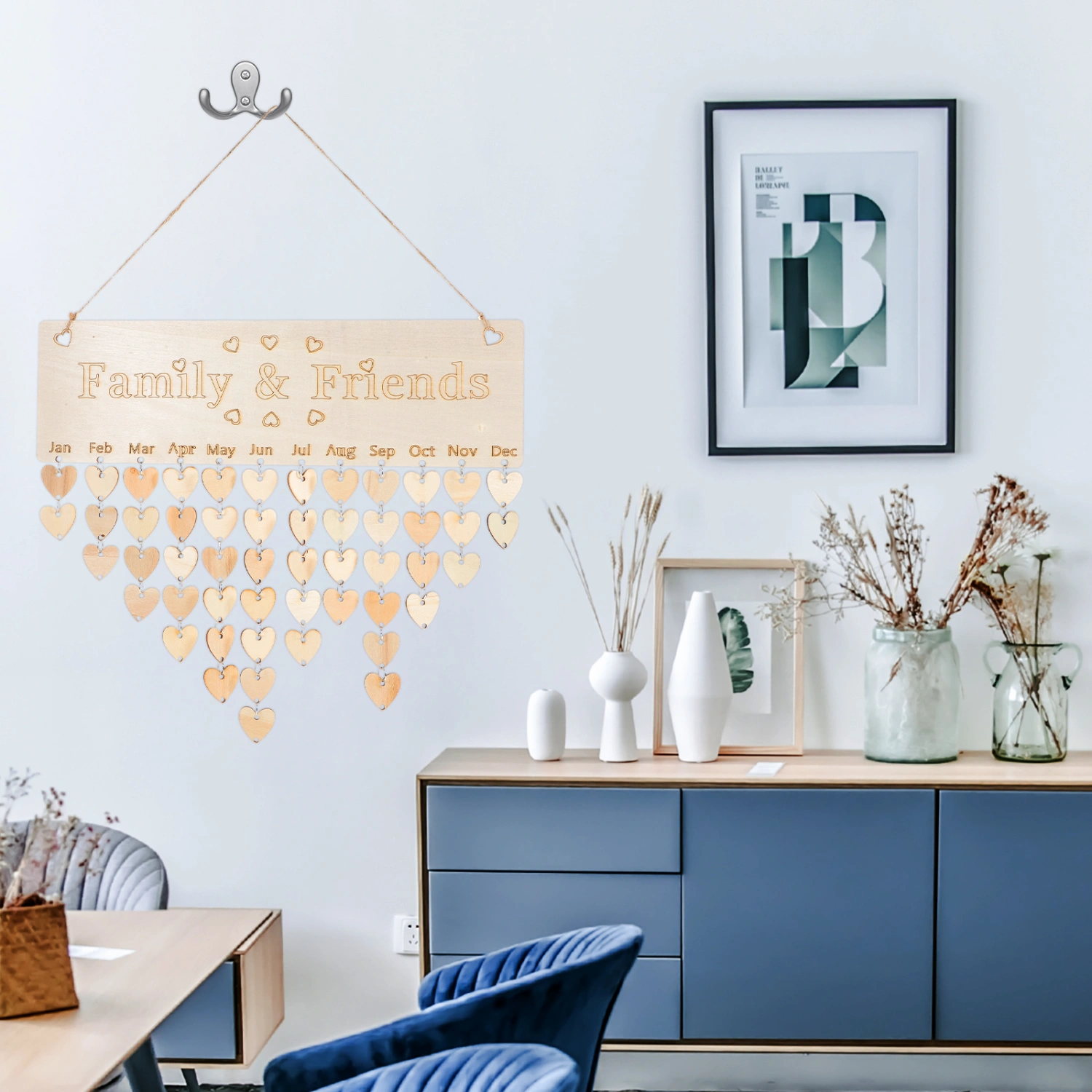 1 Set Family Reminder Calendar Board Wooden Family Friends Birthday Calendar Plaque